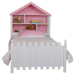 Color Box Twin Doll House Bed in White & Pink