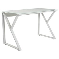 Glass Top Writing Desk in White