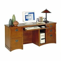 Computer Credenza in Mission Oak