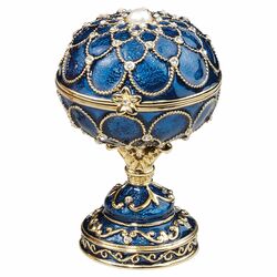 Royal Palace Faberge Style Eggs Peterhof in Blue & Gold