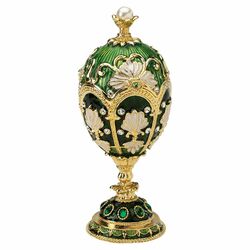 The Petroika Larissa Faberge Style Enameled Egg in Green & Gold