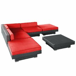 Laguna 6 Piece Seating Group in Espresso with Red Cushions