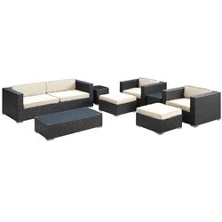 Venice 8 Piece Seating Group in Espresso with White Cushions