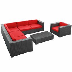 Palm 7 Piece Seating Group in Espresso with Peridot Cushions