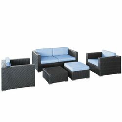 Camfora 3 Piece Seating Group in Espresso with White Cushions