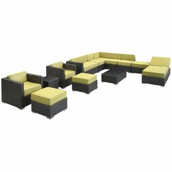 Taiji Daybed & Ottoman Set in Espresso with Cream Cushions