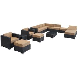 Fusion 12 Piece Seating Group in Espresso with Mocha Cushions