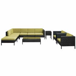 La Jolla 9 Piece Seating Group in Espresso with Peridot Cushions