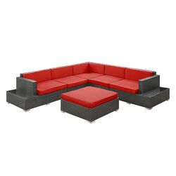 Secret Harbour 6 Piece Seating Group in Espresso with Red Cushions
