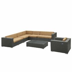 Lunar 5 Piece Seating Group in Espresso with Peridot Cushions