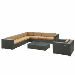 Palm 7 Piece Seating Group in Espresso with Mocha Cushions