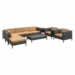 La Jolla 9 Piece Seating Group in Espresso with Mocha Cushions