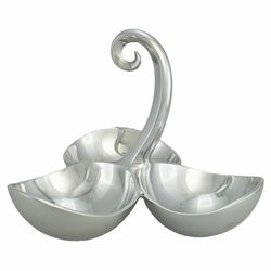 Gaudi Inspired Organic Swirls Tri-Serving Bowl in Silver