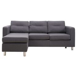 Detroit Convertible Sectional Sleeper Sofa & Ottoman in Dark Grey