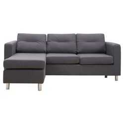 Detroit Convertible Sectional Sofa & Ottoman in Dark Gray