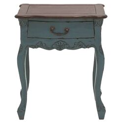 Dona End Table in Blue & Brown