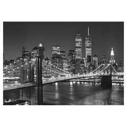 Ideal Decor Brooklyn Bridge 8 Panel Mural in Black & White