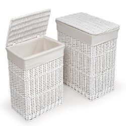 Milos 2 Piece Hamper Set in White