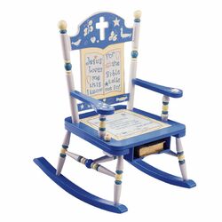 Rock A Buddies Kid's Rocking Chair in Blue & White