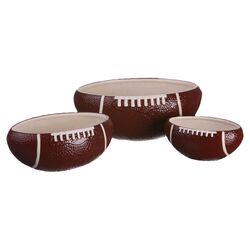 Brewsky Sports Ceramic Nested Serving Bowls in Brown (Set of 3)