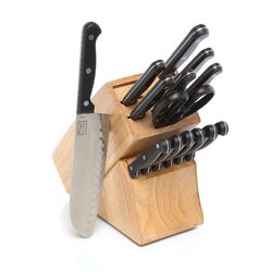 Essentials 15 Piece Cutlery Block Set in Natural