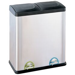 15.8 Gallon Two Compartment Step-On Bin in Stainless Steel