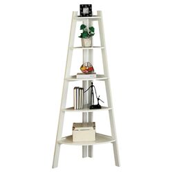 Kala Corner Ladder Display Bookcase in White