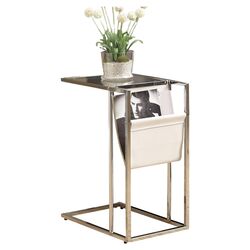 Metal End Table in White & Chrome