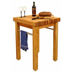 French Country Butcher Block Top Prep Side Table in Natural