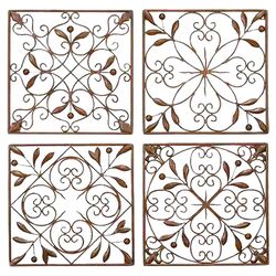 Toscana Square Metal Wall Decor in Brown (Set of 4)