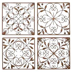 Toscana Metal Wall Decor in Brown (Set of 4)