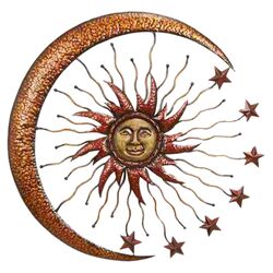 Urban Trends Metal Sun & Moon Wall Décor in Red