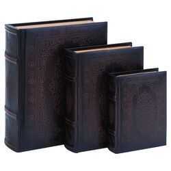 Floral Smooth 3 Piece Leather Book Box Set