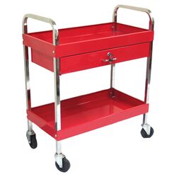 1 Drawer Rolling Metal Tool Cart in Red