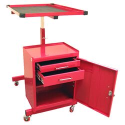 Adjustable 2 Drawer Metal Tool Cart in Red