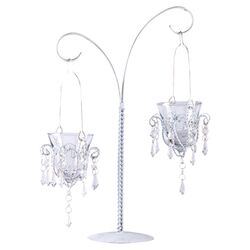 Crystal Droplets Dual Candle Holder in White