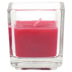 Square Glass Votive Candle in Red (Set of 12)