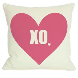 XO Heart Pillow in Cream & Pink