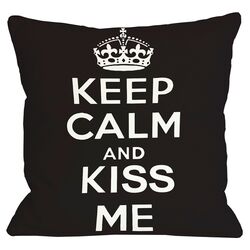 Keep Calm & Kiss Me Pillow in Black