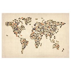 World Map of Cats Canvas Art by Michael Tompsett