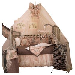 Nightingale 7 Piece Crib Bedding Set in Pink & Gray