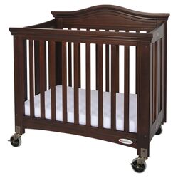 Royale Fixed Side Folding Compact Crib in Antique Cherry