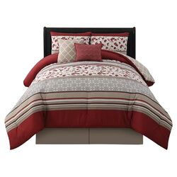 Delancy 5 Piece Reversible Comforter Set in Red
