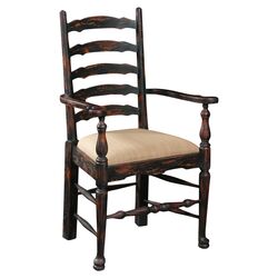 English Country Distressed Arm Chair in Ebony (Set of 2)