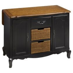 French Countryside Oak Top Kitchen Island in Black