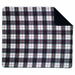 Acrylic Plaid Double-Sided Throw in Ivory & Navy