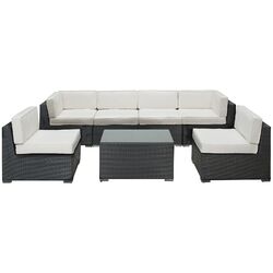 Aero 7 Piece Seating Group in Espresso with White Cushions