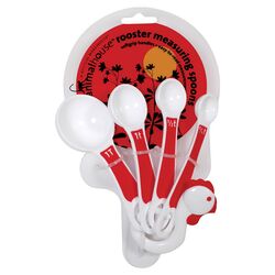 Animal House Rooster 4 Piece Measuring Spoon Set in White