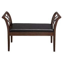 Faux Leather & Wood Bench in Brown