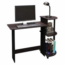 Compact Computer Desk in Espresso & Black